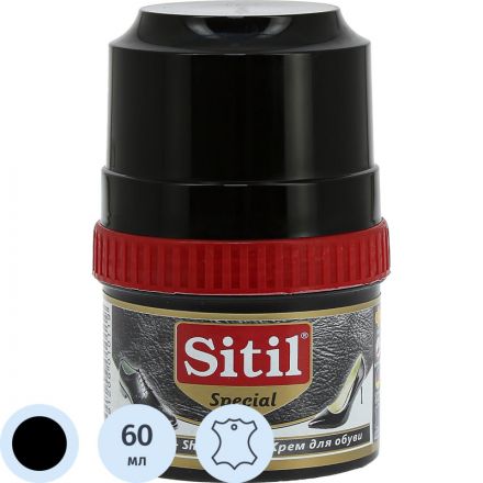 Крем для обуви Shoe Polish 60 ml,черн, крем-блеск, Sitil, 101.01 SKB