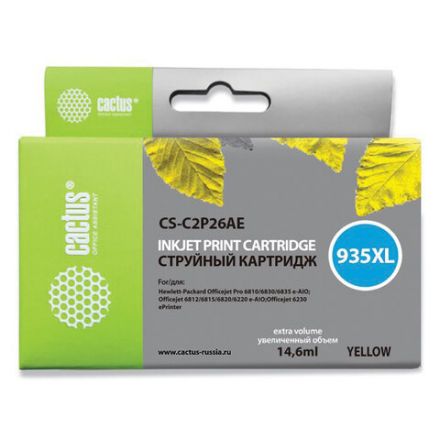 Картридж струйный CACTUS (CS-C2P26AE) для HP Officejet Pro 6830/6230, желтый Картридж струйный CACTUS (CS-C2P26AE) для HP Officejet Pro 6830/6230, желтый