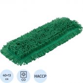 Насадка МОП плоский 40х13см ухо+карман хлопок зелёный CN3067