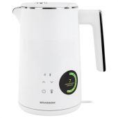 Чайник с двойными стенками, терморегулятором и дисплеем BRASSON (БРАССОН) KT-264, 1,5 л, 2200 Вт, 7 температурных режимов, белый, 455193