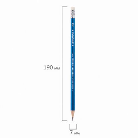Карандаш чернографитный ЮНЛАНДИЯ "МЕТАЛЛИК", 1 шт., HB, с ластиком, корпус ассорти, 181764