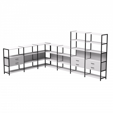 Набор стеллажных систем №19 Everprof EVO 2440x3630x1840 Белый/Черный