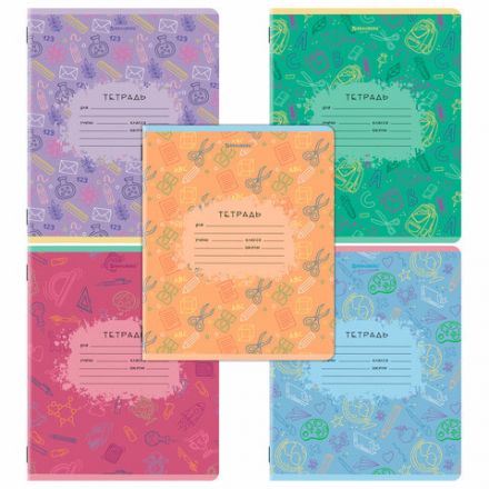 Тетрадь 12 л. BRAUBERG клетка, обложка картон, ПАТТЕРН, 107267