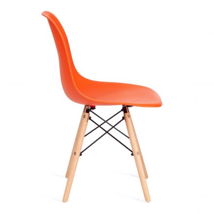 Стул CINDY (EAMES) (mod. 001) дерево бук/металл/сиденье пластик, 51x46x82см, оранжевый/orange
