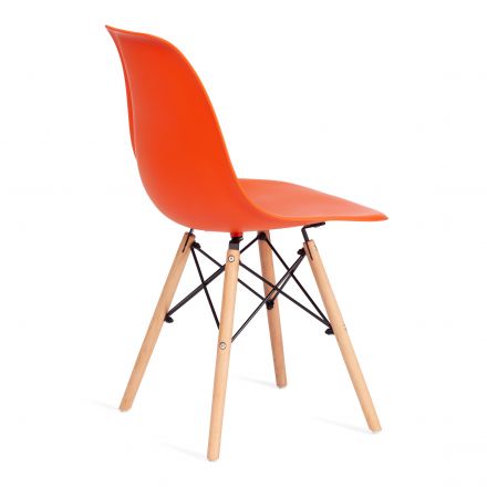 Стул CINDY (EAMES) (mod. 001) дерево бук/металл/сиденье пластик, 51x46x82см, оранжевый/orange