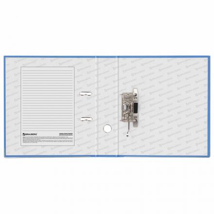 Папка-регистратор BRAUBERG с покрытием из ПВХ, 80 мм, с уголком, голубая (удвоенный срок службы), 227197