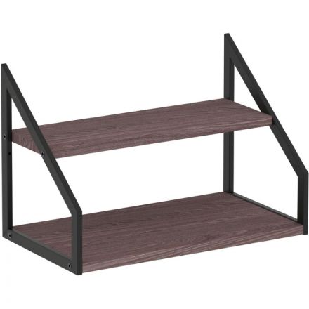 Полка TI_настен/настоль Комус Онега-8 250х450 мет чер/ЛДСП ясень анкор тем