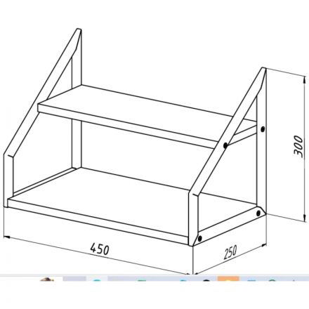 Полка TI_настен/настоль Комус Онега-8 250х450 мет чер/ЛДСП ясень анкор тем