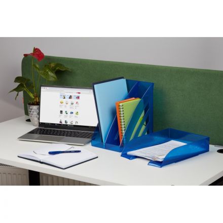 Лоток горизонтальный Комус Русская серия, синий прозрач