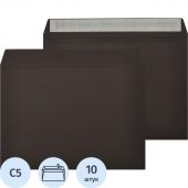 Конверт С5 из цв.бум,120г/м2 с отрыв.лентой ,черный,10 шт./уп