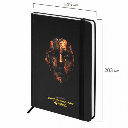 Ежедневник недатированный с резинкой А5 145х203 мм, BRAUBERG, твердый, фольга, 128 л., "Face", 116296