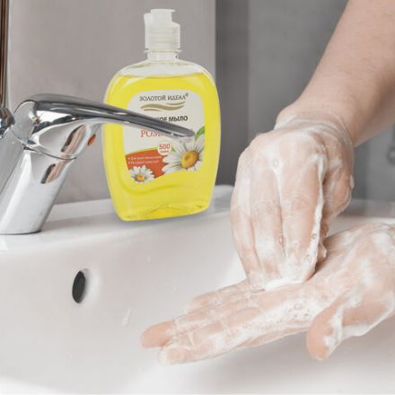 Мыло жидкое 500 г ЗОЛОТОЙ ИДЕАЛ "Ромашка", флип топ, 606784 Мыло жидкое 500 г ЗОЛОТОЙ ИДЕАЛ "Ромашка", флип топ, 606784