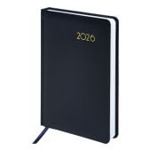 Ежедневник датированный 2026, А5, 138x213 мм, BRAUBERG "Select", балакрон, темно-синий, 117085