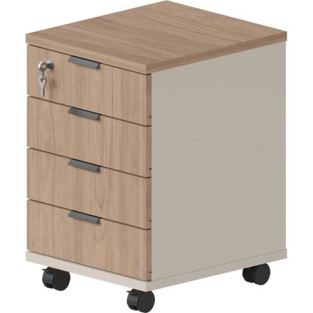 Тумба мобильная Комус Мебель Easy One 4 ящ. подкатн. Вяз Шв/Кшм (250555)