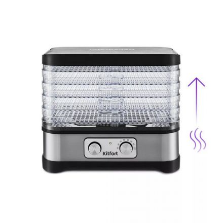 Сушилка для овощей KITFORT КТ-1912, 250 Вт, 5 поддонов, механическое управление, черная/серебристая
