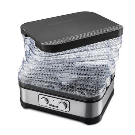Сушилка для овощей KITFORT КТ-1912, 250 Вт, 5 поддонов, механическое управление, черная/серебристая