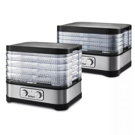 Сушилка для овощей KITFORT КТ-1912, 250 Вт, 5 поддонов, механическое управление, черная/серебристая