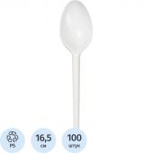 Ложка одноразовая столовая  165мм, белая, бюджет, КОМУС ПС 100шт/уп