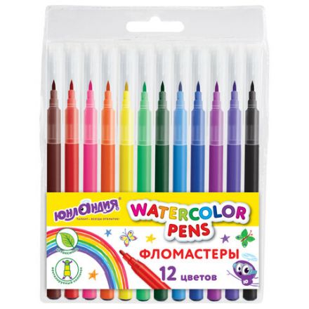 Фломастеры ЮНЛАНДИЯ 12 цветов "КЛАССНЫЕ!", вентилируемый колпачок, ПВХ, 152478