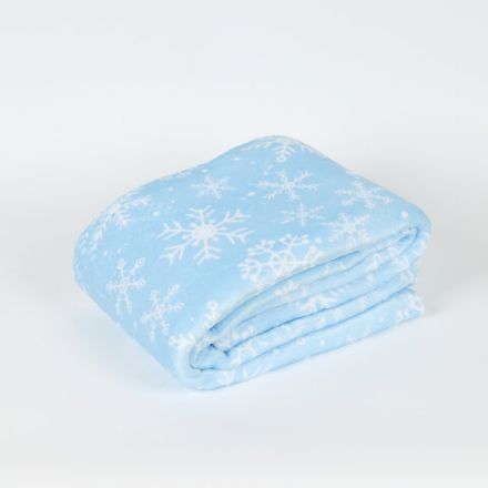 Плед новогодний, 150х200 см, "Снежинки", полиэстер, 210 г/м2, ЗОЛОТАЯ СКАЗКА, 592530