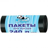 Мешки для мусора ПВД 240л 45мкм 10шт/рул черные 80х140см Viva