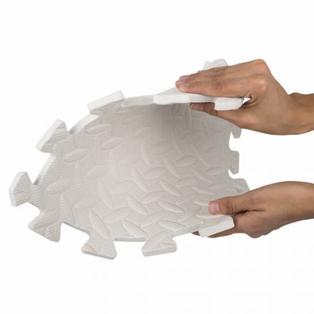 Коврик-пазл напольный 1,2х1,2 м, 16 шт., 30х30 см, толщина 1 см, серый, розовый, светло-серый, ЮНЛАНДИЯ, 664815