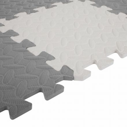 Коврик-пазл напольный 1,2х1,2 м, 16 шт., 30х30 см, толщина 1 см, серый, розовый, светло-серый, ЮНЛАНДИЯ, 664815