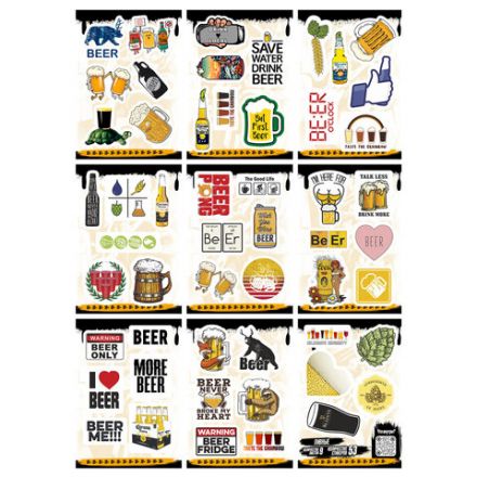 Наклейки виниловые, 44-50 шт., 9 листов, А6, "МОДЕРН", АССОРТИ, NALEPKING