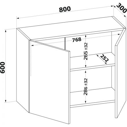 Шкаф Сокол настенный ПН-08 800x300x600 Белый