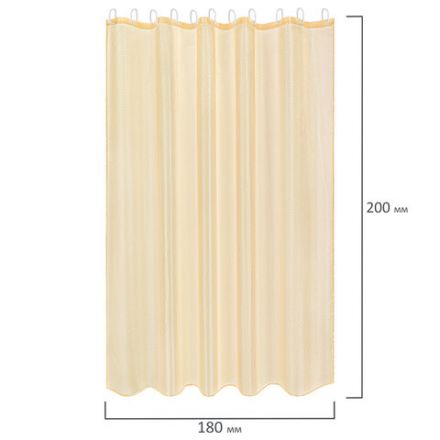 Шторка для ванной ПОЛИЭСТЕР, 180х200 см, кольца в комплекте, ЗОЛОТОЙ БРИЛЛИАНТ, PRIMILA (ПРИМИЛА), 700095