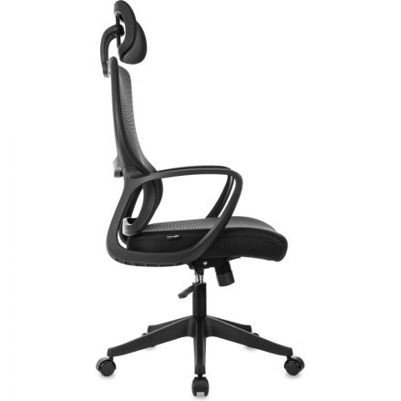 Кресло VB_Бюрократ Wise черный сетка/ткань с подголов