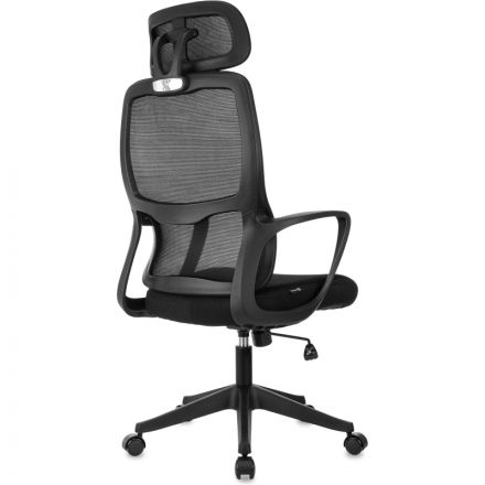 Кресло VB_Бюрократ Wise черный сетка/ткань с подголов