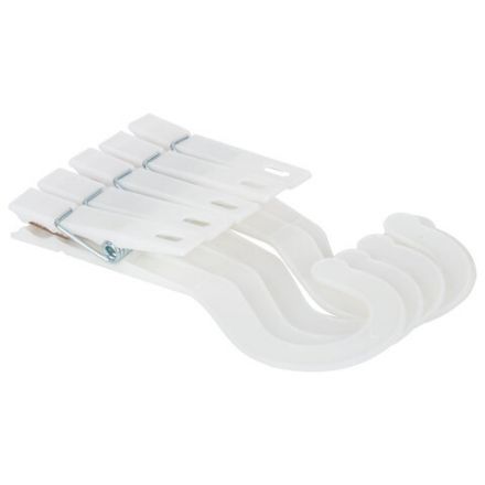 Прищепки бельевые с крючком 13 см, КОМПЛЕКТ 5 штук, пластик, белые, PRIMILA (ПРИМИЛА) EXTRA, 700518