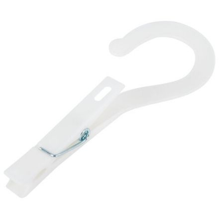 Прищепки бельевые с крючком 13 см, КОМПЛЕКТ 5 штук, пластик, белые, PRIMILA (ПРИМИЛА) EXTRA, 700518