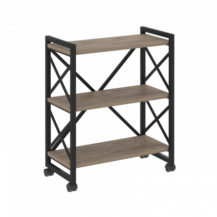 Loft Стеллаж на колесных опорах-3 полки VR.L-MST.K-3.8 Тиквуд тёмный/Чёрный металл 800*400*968 Loft Стеллаж на колесных опорах-3 полки VR.L-MST.K-3.8 Тиквуд тёмный/Чёрный металл 800*400*968