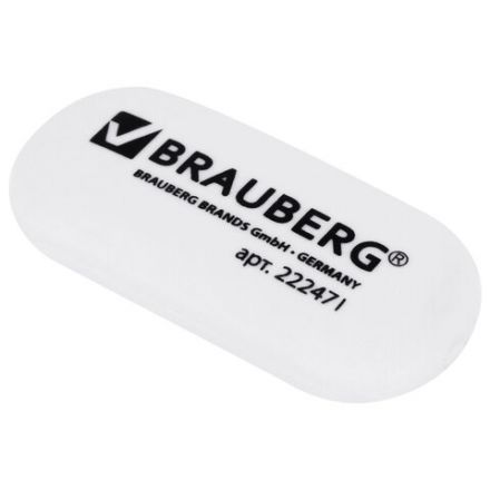 Ластик BRAUBERG "Oval", 55х23х10 мм, белый, овальный, 222471 Ластик BRAUBERG "Oval", 55х23х10 мм, белый, овальный, 222471