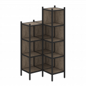 Loft Угловой внутренний стеллаж наборный VR.L-38 Тиквуд тёмный/Чёрный металл 862*862*1869