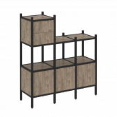 Loft Прямой стеллаж наборный VR.L-13 Тиквуд тёмный/Чёрный металл 1278*446*1458 Loft Прямой стеллаж наборный VR.L-13 Тиквуд тёмный/Чёрный металл 1278*446*1458