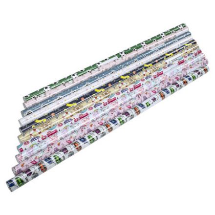 Бумага упаковочная подарочная мелованная "For Kids", 70x100 см, 10 дизайнов ассорти, ЗОЛОТАЯ СКАЗКА, 591918