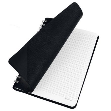 Бизнес-тетрадь на гребне А5 148x218 мм, BRAUBERG "Office PRO", под кожу, клетка, 80 л., чёрная, 111046