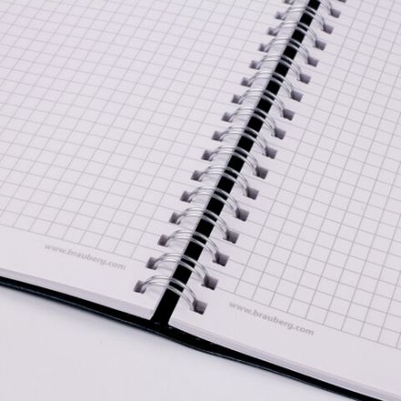 Бизнес-тетрадь на гребне А5 148x218 мм, BRAUBERG "Office PRO", под кожу, клетка, 80 л., чёрная, 111046