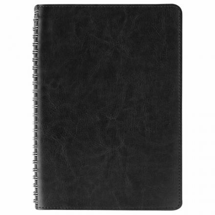 Бизнес-тетрадь на гребне А5 148x218 мм, BRAUBERG "Office PRO", под кожу, клетка, 80 л., чёрная, 111046