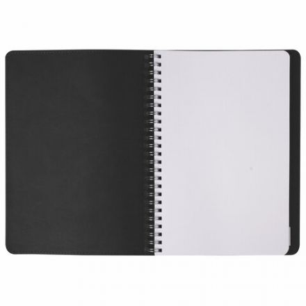 Бизнес-тетрадь на гребне А5 148x218 мм, BRAUBERG "Office PRO", под кожу, клетка, 80 л., чёрная, 111046