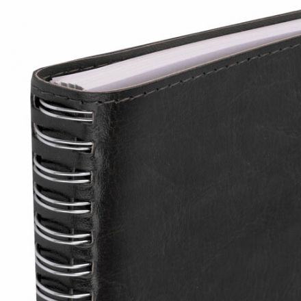 Бизнес-тетрадь на гребне А5 148x218 мм, BRAUBERG "Office PRO", под кожу, клетка, 80 л., чёрная, 111046