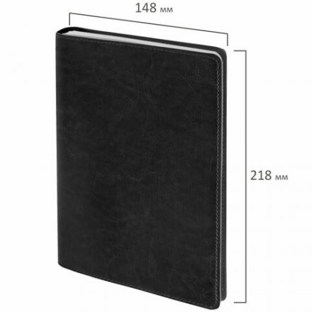 Бизнес-тетрадь на гребне А5 148x218 мм, BRAUBERG "Office PRO", под кожу, клетка, 80 л., чёрная, 111046