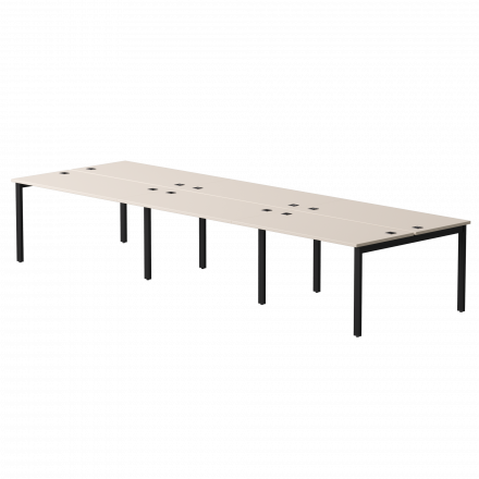 Бенч-система на 6 мест Everprof EVO на металлокаркасе 3540х670(1370)x755 Кашемир/Черный