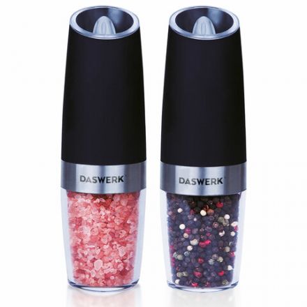 Набор гравитационных мельниц для соли и специй, электрические, 2 шт., PM-6, DASWERK (ДАСВЕРК), 456624