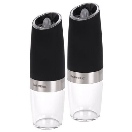 Набор гравитационных мельниц для соли и специй, электрические, 2 шт., PM-6, DASWERK (ДАСВЕРК), 456624