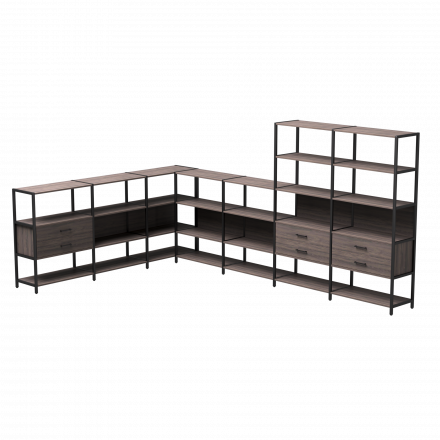 Набор стеллажных систем №19 Everprof EVO 2440x3630x1840 Дуб Пасадена/Черный