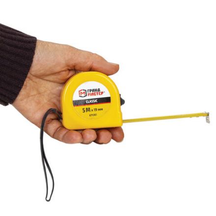 Рулетка измерительная 5 м х 19 мм, пластиковый корпус, с фиксатором, ГРАНДМАСТЕР Classic, 671361